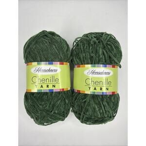 Lot of 2 Herrschners Chenille Green Acrylic Yarn Crochet DIY Craft Knit Gift